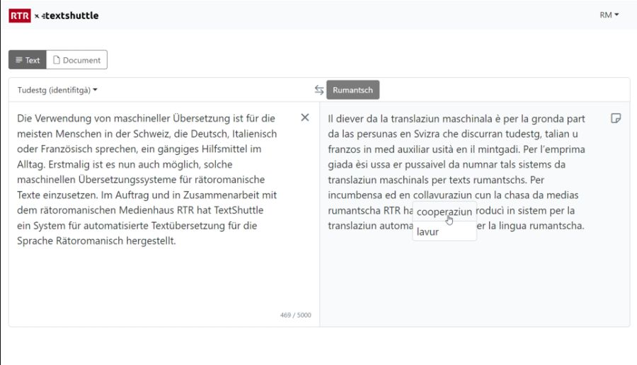 Textshuttle Rumants